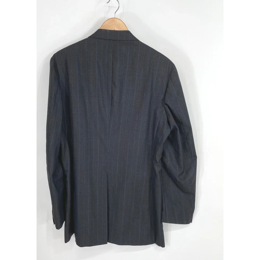 Polo University Ralph Lauren Men Blazer 40R Blazer Charcoal Blue Pinstripe USA